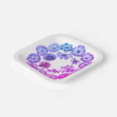 押し付けたワイルドフラワーのコラージュの輪 ペーパープレート (傾斜あり)