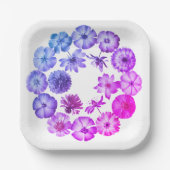 押し付けたワイルドフラワーのコラージュの輪 ペーパープレート (正面)