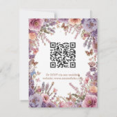 押し付けられたピンクのラベンダー色の野の花　ＱＲコード付きＲＳＶＰ 出欠カード (裏面)