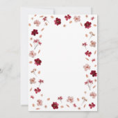 押し付けられた赤いピンクとクリーム、花のウェディング招待状 招待状 (裏面)