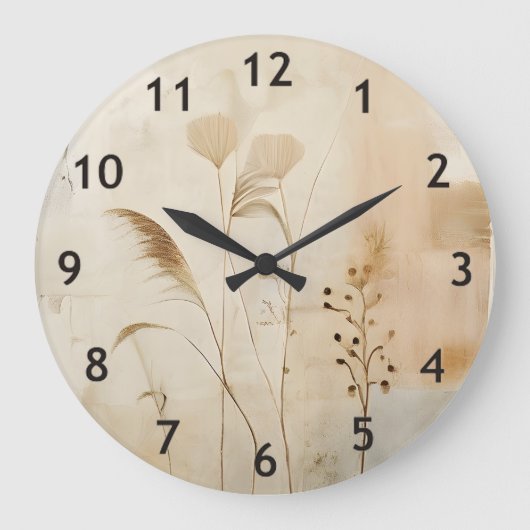 押し花と草 ラージ壁時計 (正面)