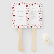 押し花のウェディングプログラム（赤とピンクとクリーム色の花）