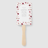 押し花のウェディングプログラム(赤みがかったピンクとクリーム色の花) ハンドファン (裏面)