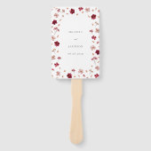 押し花のウェディングプログラム(赤みがかったピンクとクリーム色の花) ハンドファン (正面)