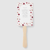 押し花のレッド・ピンク・クリーム、フラワーの結婚式のプログラム ハンドファン (裏面)