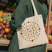 押し花の植物画マンダラアート作品 トートバッグ
