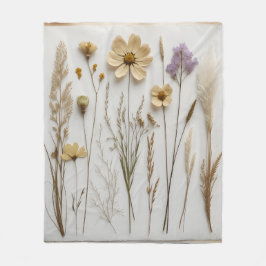 押し花の植物画モダンなインテリア フリースブランケット