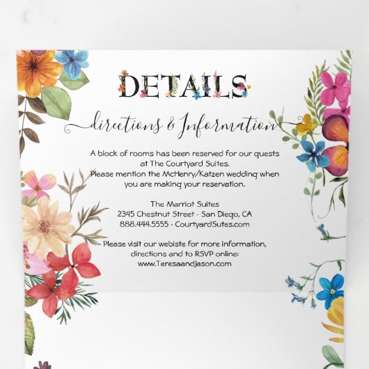 押し花の結婚三つ折り招待状 三つ折り招待状 (内部最初)