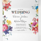 押し花の結婚三つ折り招待状 三つ折り招待状 (内部中)