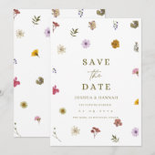 押し花の結婚式延期のお知らせカード セーブザデート (正面/裏面)