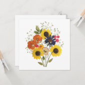 押し花ひまわり花束グリーティングカード カード (正面/裏面インサイチュ)