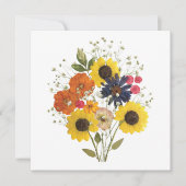 押し花ひまわり花束グリーティングカード カード (正面)