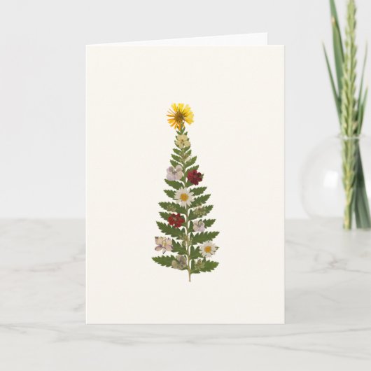 押し花ツリーのクリスマスカード カード (正面)