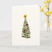 押し花ツリーのクリスマスカード カード (黄色い花)