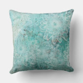 押し花ティール(緑がかった色)背景 クッション (裏面)