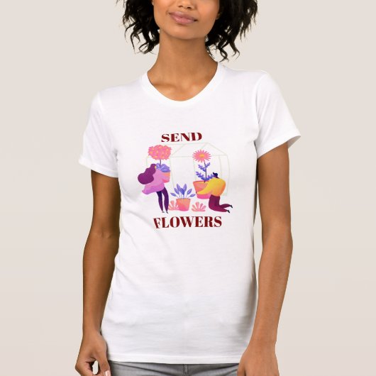 押し花デザイン レディースTシャツ Tシャツ (正面)