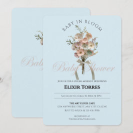 押し花ベイビー ブルーム ボホ ベイビー シャワー 招待状
