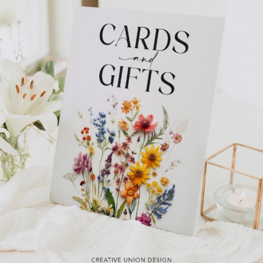 押し花ワイルドフラワーカードとギフトサイン 台座サイン