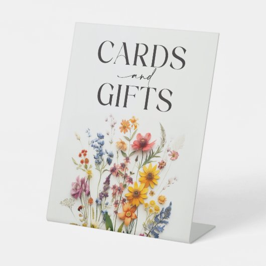 押し花ワイルドフラワーカードとギフトサイン 台座サイン (正面)