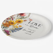 押し花ワイルドフラワーボホブライダルシャワー ペーパープレート (アングル)