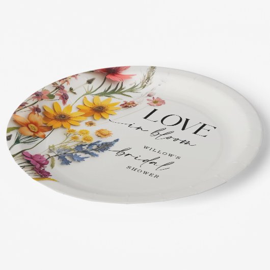 押し花ワイルドフラワーボホブライダルシャワー ペーパープレート (アングル)