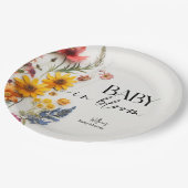 押し花ワイルドフラワーボホベイビーシャワー ペーパープレート (アングル)
