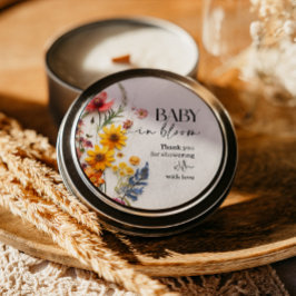 押し花ワイルドフラワーボホベイビーシャワー ラウンドシール