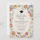 押し花写真高校卒業パーティー 招待状 (正面)