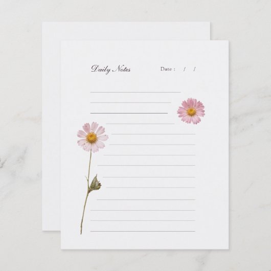 押し花列文房具デイリーノート紙 (正面/裏面)