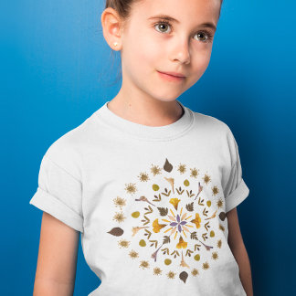 押し花曼荼羅のボタニカルアート作品 Tシャツ
