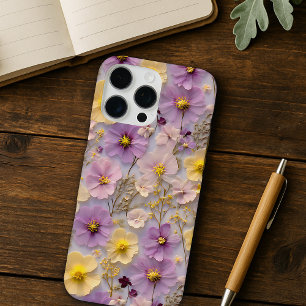 押し花柄パステルワイルドフラワーデザイン iPhone 16 PRO MAXケース
