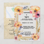 押し花水彩ゴールドトリムウェディング 招待状 (正面/裏面)