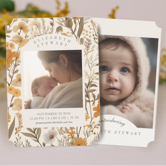 押し花秋2写真誕生のお知らせ 招待状