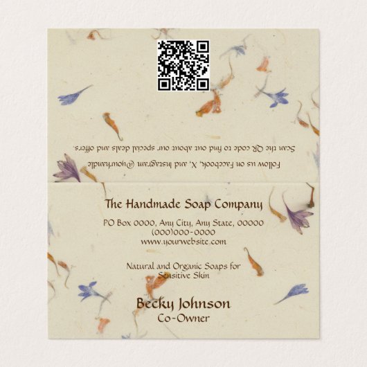 押し花紙スタイル折り名刺 名刺 (外部フラット)