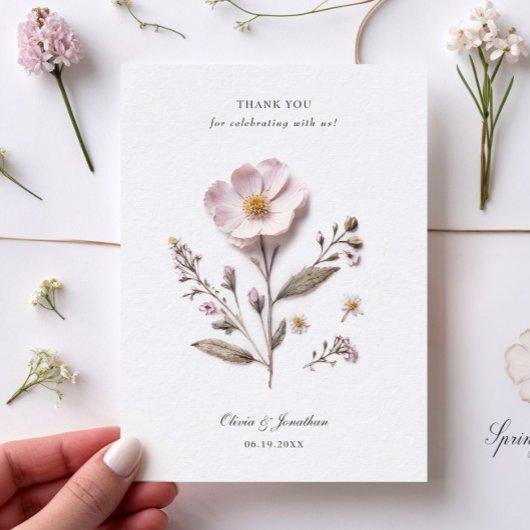 押し花結婚のサンキューカード サンキューカード