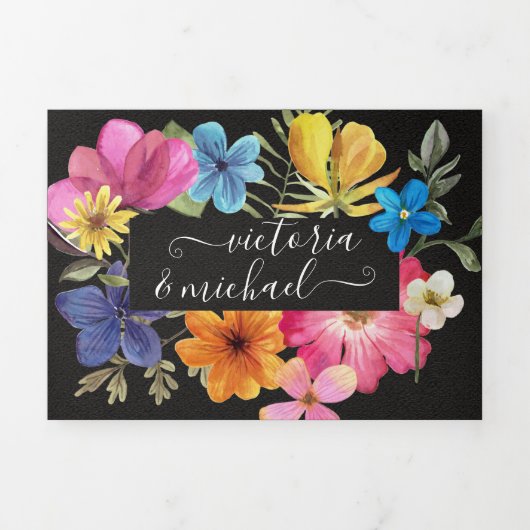 押し花結婚の3折招待状 三つ折り招待状 (カバー)