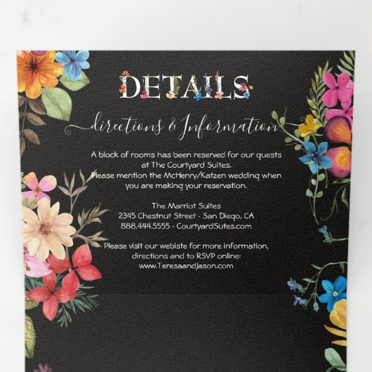 押し花結婚の3折招待状 三つ折り招待状 (内部最初)