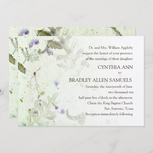 押し花結婚の 招待状 (正面/裏面)