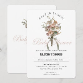 押し花 ワイルドフラワーベイビー イン ブルーム ボホ ベイビーシャワー 招待状