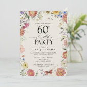 押し花　60歳の誕生日パーティー　エレガントピンク 招待状 (スタンド正面)