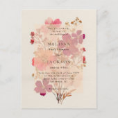 押し赤ピンクとクリーム,フローラ結婚のインビタット ポストカード (正面)