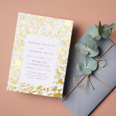 押し金ゴールドリーフ結婚ワイルドフラワーのフレーム 箔招待状