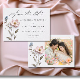 押モダンしパステル山結婚花の写真 セーブザデート