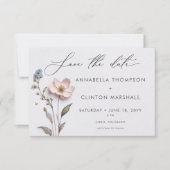 押モダンしパステル山結婚花の写真 セーブザデート (正面)
