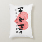 押印ハート素朴Mr. & Mrs.モノグラム アクセントクッション (正面(垂直))