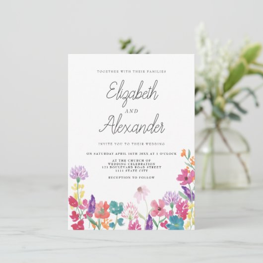 押素朴し野花結婚裏庭 招待状 (スタンド正面)