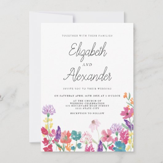 押素朴し野花結婚裏庭 招待状 (正面)