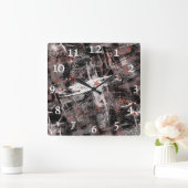 抽グランジ象化茶色、黒、白。 スクエア壁時計 (ホーム)