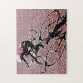 抽出された自転車のライダーおよび影の困惑 ジグソーパズル (縦)