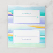 抽象アートトロピカルタイドラインアクアイエロー プレイスカード (外部開封)